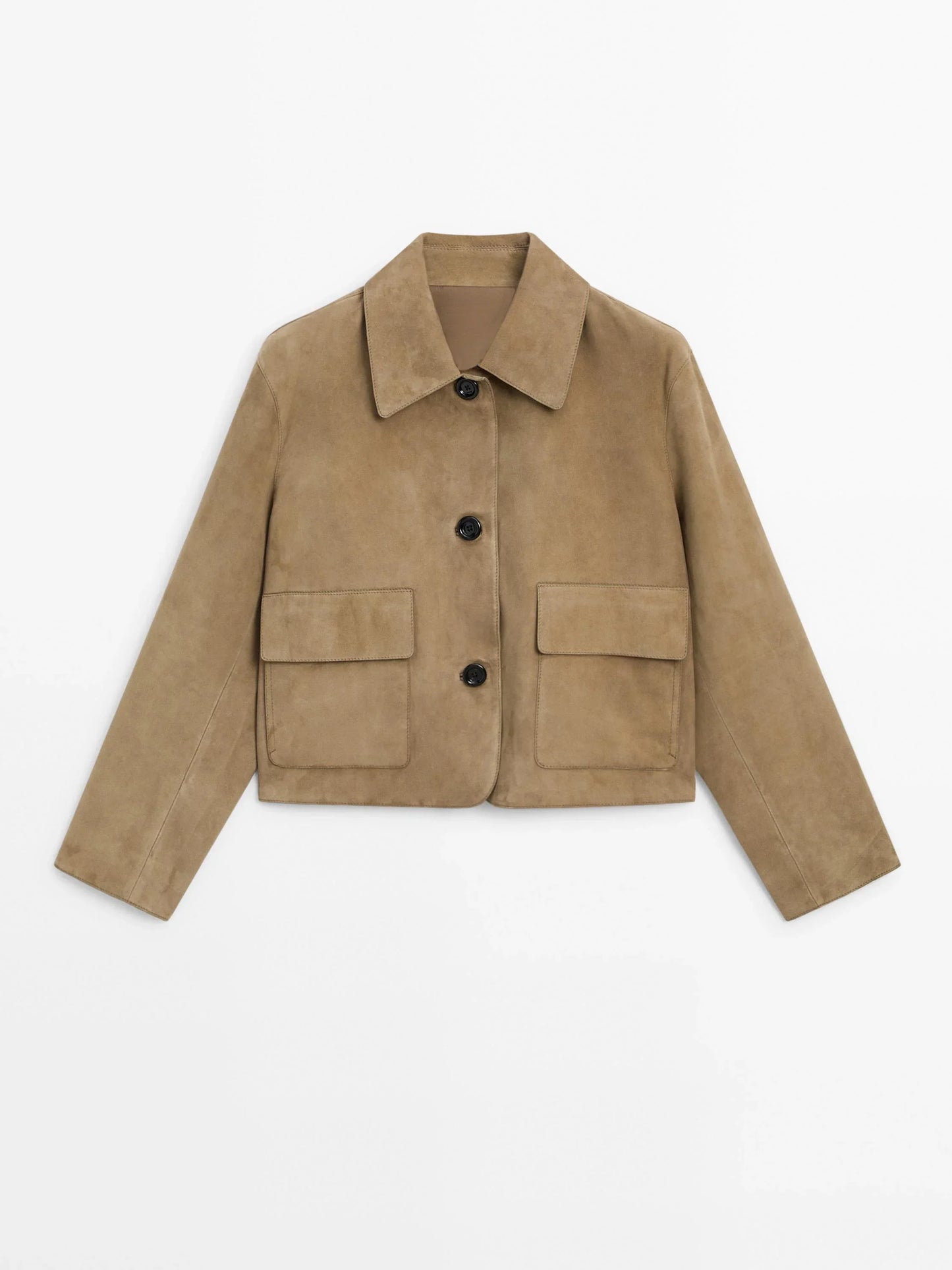 Split suede leather jacket with pocket