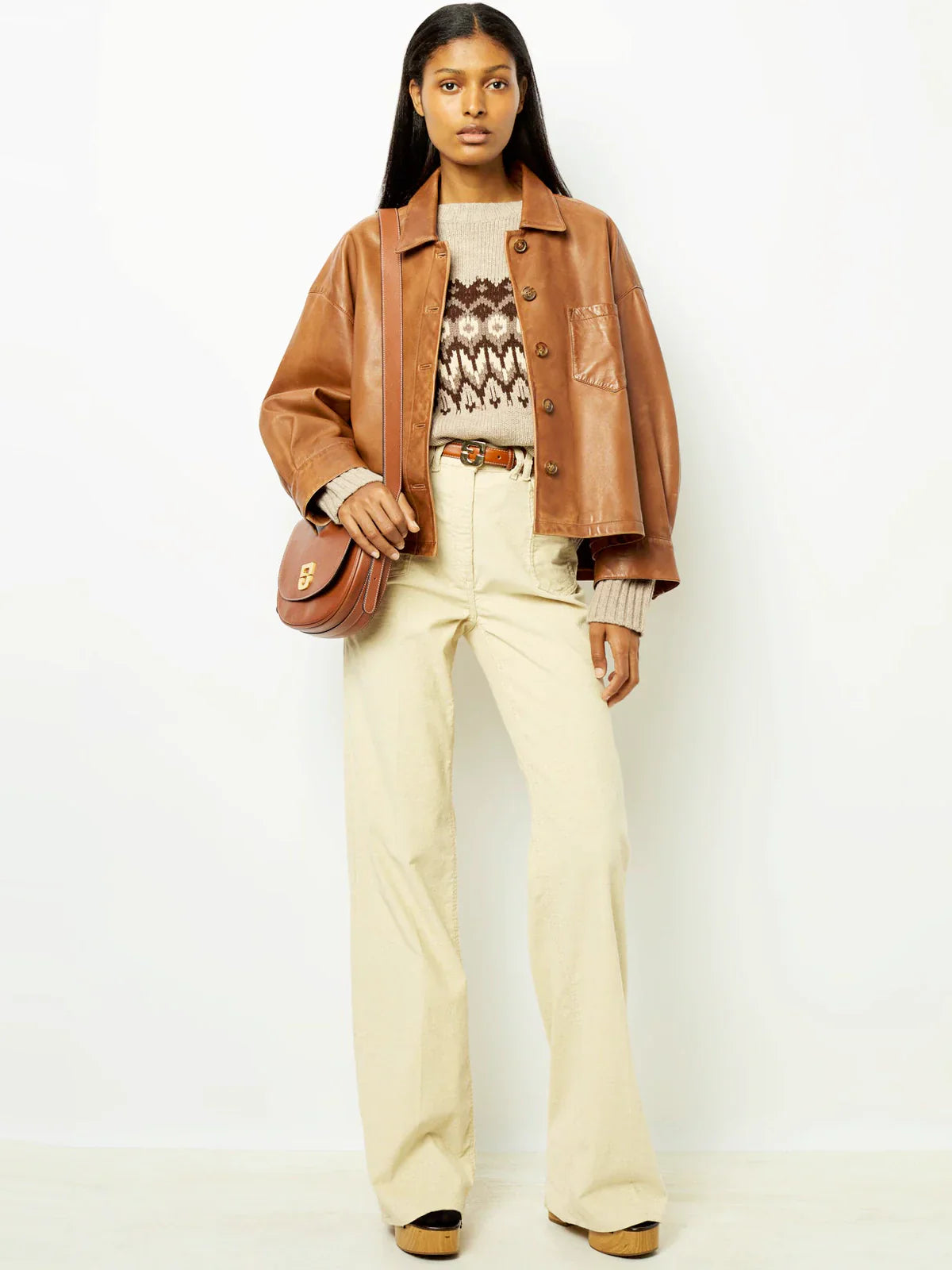 Lucia Boxy Leather Short Jacket