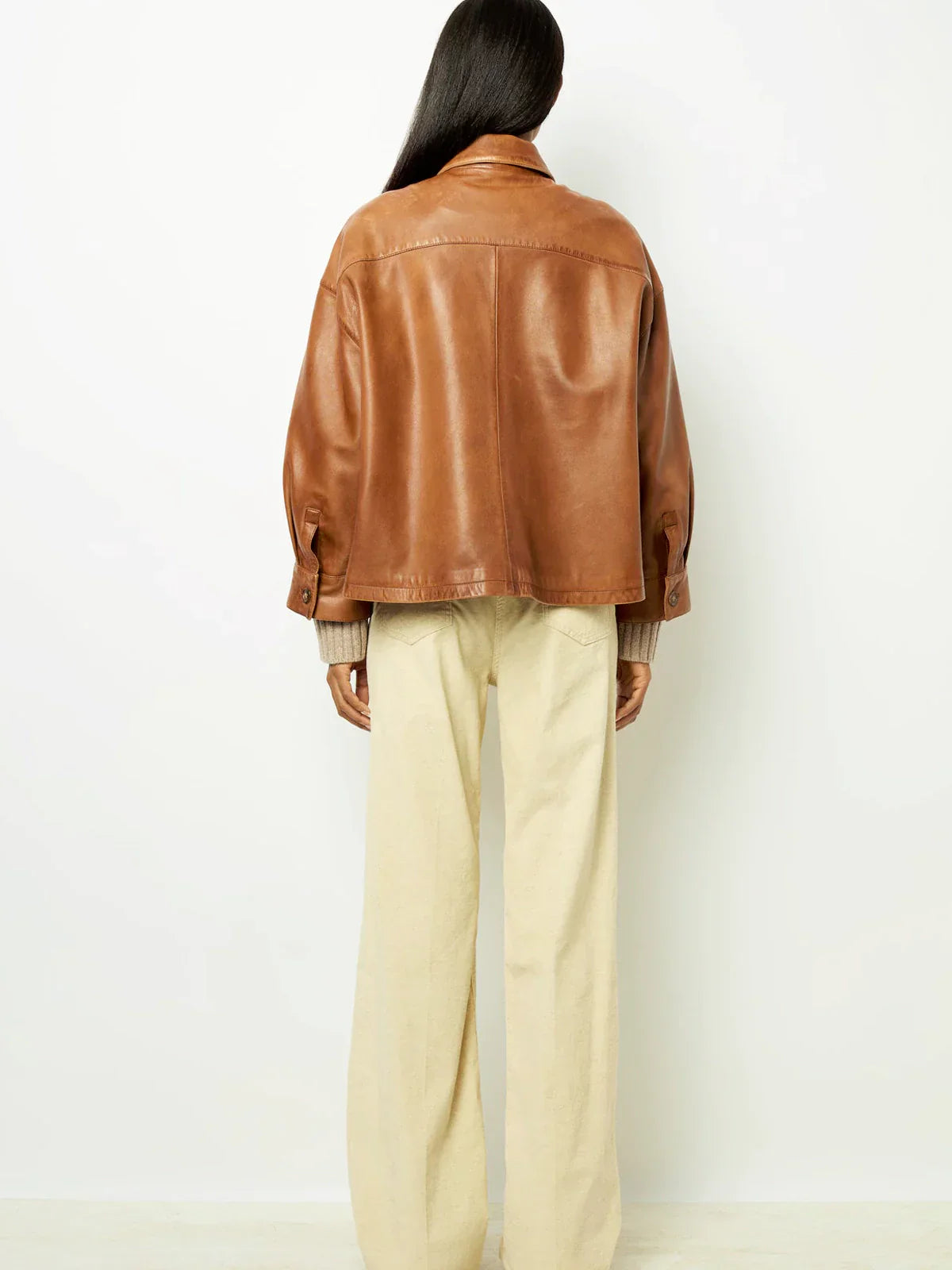 Lucia Boxy Leather Short Jacket