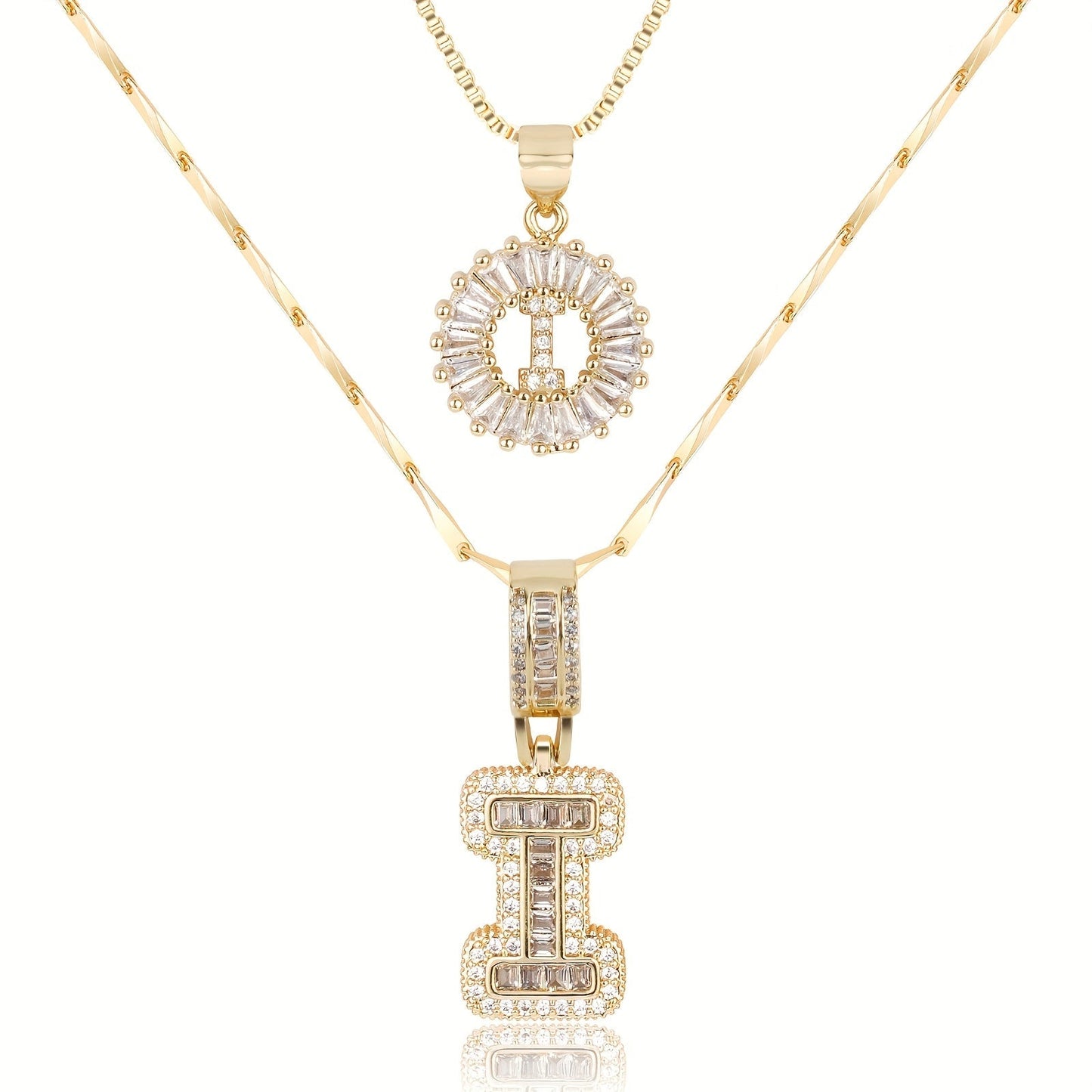 2pc 14k Diamond Letter Initial Necklaces