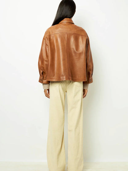 Lucia Boxy Leather Short Jacket
