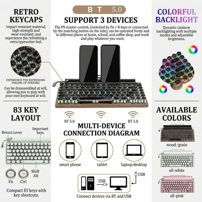 TypeRova — Retro Wireless Keyboard for Focused Work