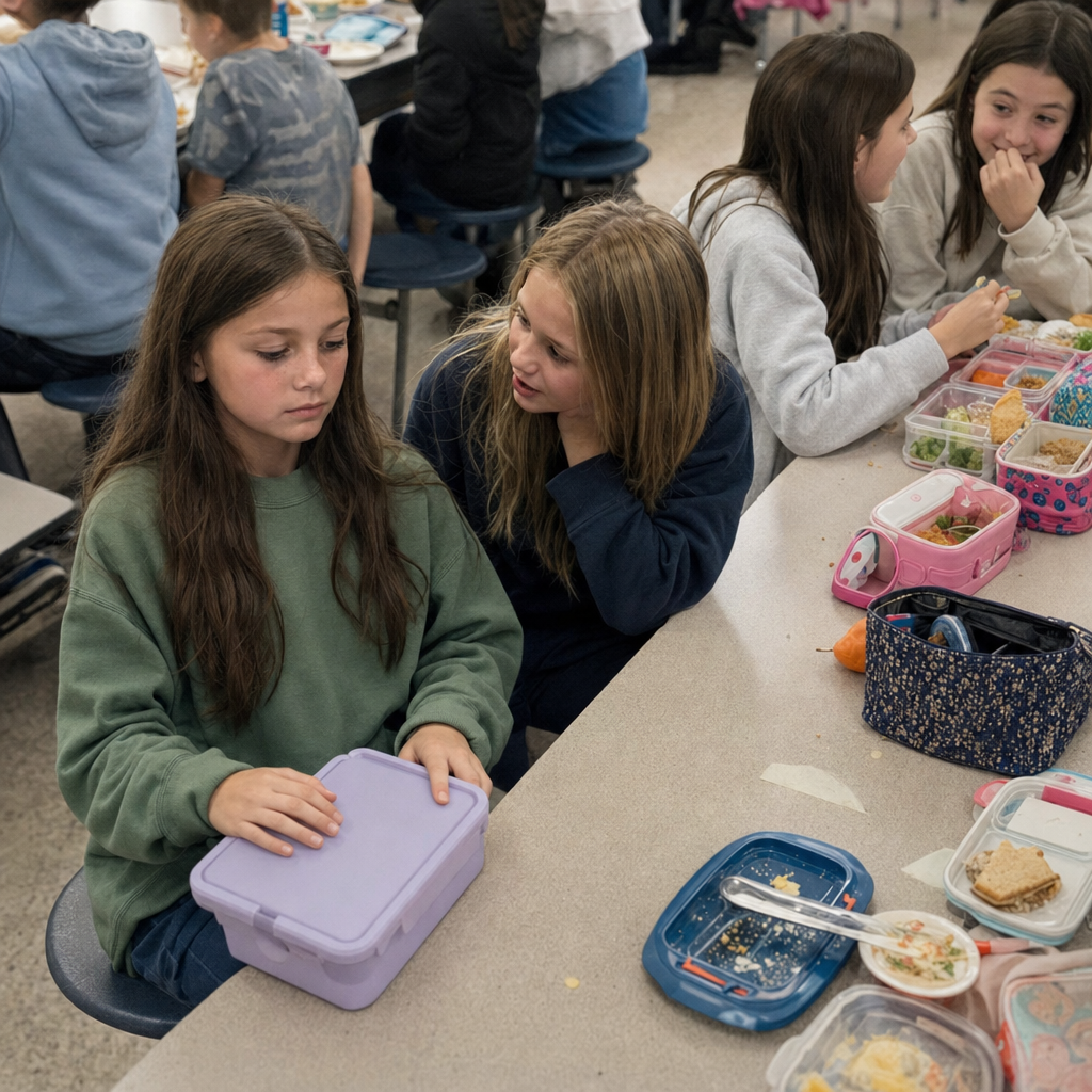 Child staying composed during a school peer interaction