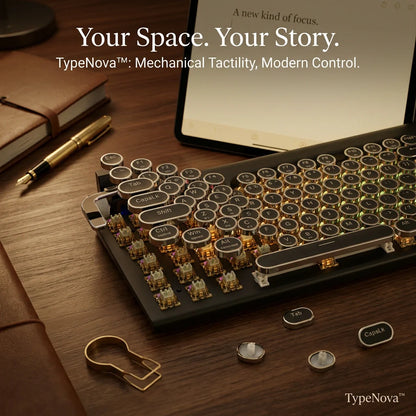 TypeRova — Retro Wireless Keyboard for Focused Work